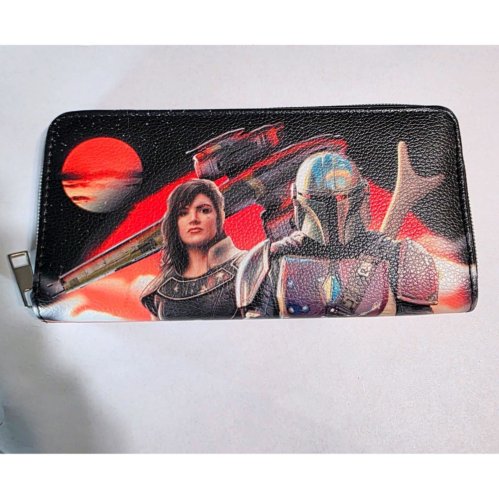 Star‎ Wars The Mandalorian Zip Around Wallet Cara Dune IG-11 Long Clutch Black